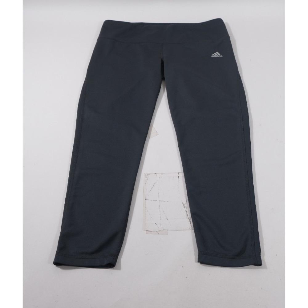 Adidas Leggings Womens L Gray Climalite Cropped Performance Athletic Bottoms